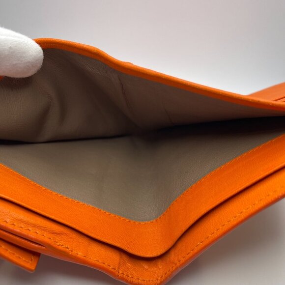 Bottega Veneta Intrecciato Nappa Leather Compact Wallet, Orange - Preowned - Picture 13 of 15